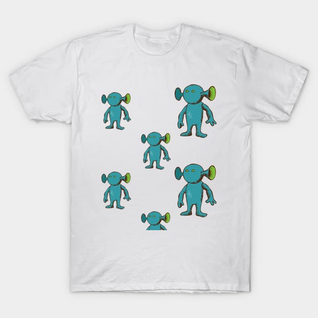 Eared Alien Pattern T-Shirt by Mako Design 